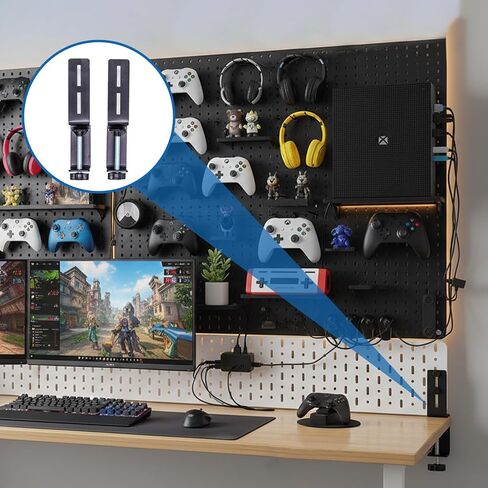 2 Pcs Desk Clamp, Heavy Duty Desk Mount Pegboard Fixing Bracket, Durable Home, Office & Gaming Desktop Accessories Brackets, Pegboard Organizer Metal Brackets, Black in Kuwait