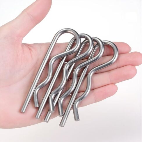6 pcs M4 x 90 Heavy Duty 304 Stainless Steel Cotter Pins & R Clips, Spring Retaining Wire Hair Pins for Trailer, Tractors, Mower Carts, Lock Systems with Strong Spring Tension Keeper in Kuwait