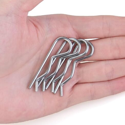 6 pcs M4 x 90 Heavy Duty 304 Stainless Steel Cotter Pins & R Clips, Spring Retaining Wire Hair Pins for Trailer, Tractors, Mower Carts, Lock Systems with Strong Spring Tension Keeper in Kuwait