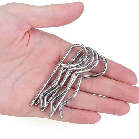 6 pcs M4 x 90 Heavy Duty 304 Stainless Steel Cotter Pins & R Clips, Spring Retaining Wire Hair Pins for Trailer, Tractors, Mower Carts, Lock Systems with Strong Spring Tension Keeper in Kuwait