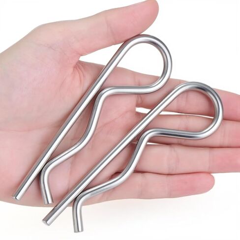 6 pcs M4 x 90 Heavy Duty 304 Stainless Steel Cotter Pins & R Clips, Spring Retaining Wire Hair Pins for Trailer, Tractors, Mower Carts, Lock Systems with Strong Spring Tension Keeper in Kuwait