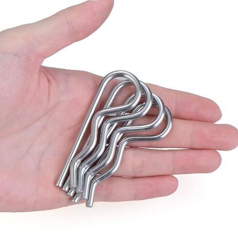 6 pcs M4 x 90 Heavy Duty 304 Stainless Steel Cotter Pins & R Clips, Spring Retaining Wire Hair Pins for Trailer, Tractors, Mower Carts, Lock Systems with Strong Spring Tension Keeper in Kuwait