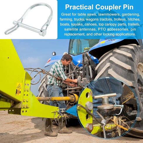 دبوس قفل عمود PATIKIL مع الأذن 3/16x1-3/16x1.1 بوصة (D*L*IW)، 4 قطع دبوس وصلة أمان دبوس Pto Pin مستدير قوس سلك التجنيب والأذن لمقطورة المزرعة جرار شاحنة سحب القارب (5x30x28 مم) in Kuwait