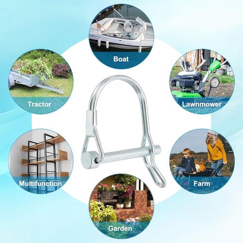 دبوس قفل عمود PATIKIL مع الأذن 3/16x1-3/16x1.1 بوصة (D*L*IW)، 4 قطع دبوس وصلة أمان دبوس Pto Pin مستدير قوس سلك التجنيب والأذن لمقطورة المزرعة جرار شاحنة سحب القارب (5x30x28 مم) in Kuwait