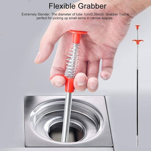 Flexible Grabber Claw Pick Up Tool, 22.4 Inch Long Reach Bendable Hose Reacher with 4 Claws, Slim Mechanical Suction Assist for Sink Drains, Toilet, Sewer, Clogged Hair Removal(0.57m) in Kuwait