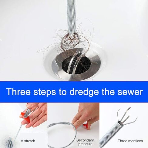 Flexible Grabber Claw Pick Up Tool, 22.4 Inch Long Reach Bendable Hose Reacher with 4 Claws, Slim Mechanical Suction Assist for Sink Drains, Toilet, Sewer, Clogged Hair Removal(0.57m) in Kuwait