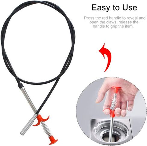 Flexible Grabber Claw Pick Up Tool, 22.4 Inch Long Reach Bendable Hose Reacher with 4 Claws, Slim Mechanical Suction Assist for Sink Drains, Toilet, Sewer, Clogged Hair Removal(0.57m) in Kuwait