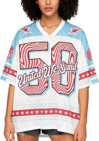 Graphic Jersey Shirts for Men Women United We Stand Football World Cup V Neck Summer Tops Unisex in Kuwait