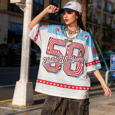 Graphic Jersey Shirts for Men Women United We Stand Football World Cup V Neck Summer Tops Unisex in Kuwait