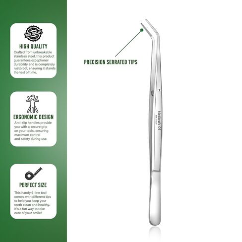 Medkraft 3pcs ملاقط أسنان من القطن الجامعي مقابض عادية - أدوات طب الأسنان لتنظيف الأسنان - نصائح بزاوية مسننة دقيقة - حركة زنبركية - فولاذ مقاوم للصدأ بدرجة جراحية - أعواد أسنان in Kuwait