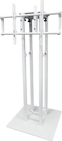 Rockville RTP33-TV Pro White Totem Stand 220 lbs DJ Speaker/Lighting/TV Mount, Detachable TV Mount, Adjustable 39-69 inch Height, Black/White Scrims, for DJs and Event Planners, 2-Piece in Kuwait