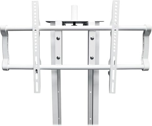 Rockville RTP33-TV Pro White Totem Stand 220 lbs DJ Speaker/Lighting/TV Mount, Detachable TV Mount, Adjustable 39-69 inch Height, Black/White Scrims, for DJs and Event Planners, 2-Piece in Kuwait
