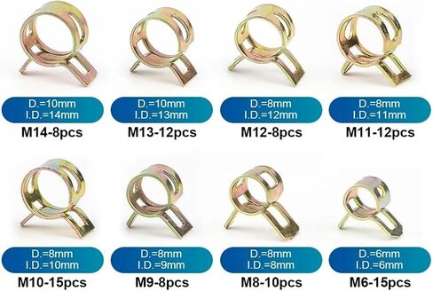 88pcs Spring Hose Clamps Zinc Plated M6-M14 Fuel Line Silicone Vacuum Hose Pipe Clamps Steel Wire Tube Pipe Clip Fastener in Kuwait