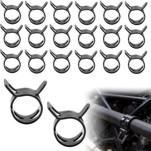 20PCS 1/4" ID 6mm Spring Band Hose Clamps Assortment Kit, Auto Fastener Assortment Kit, Hose Fuel Silicone Vacuum Sleeving Hose Clamp, Constant Tension Steel Clamps for Auto Fuel Lines (14MM) in Kuwait