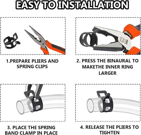 20PCS 1/4" ID 6mm Spring Band Hose Clamps Assortment Kit, Auto Fastener Assortment Kit, Hose Fuel Silicone Vacuum Sleeving Hose Clamp, Constant Tension Steel Clamps for Auto Fuel Lines (14MM) in Kuwait