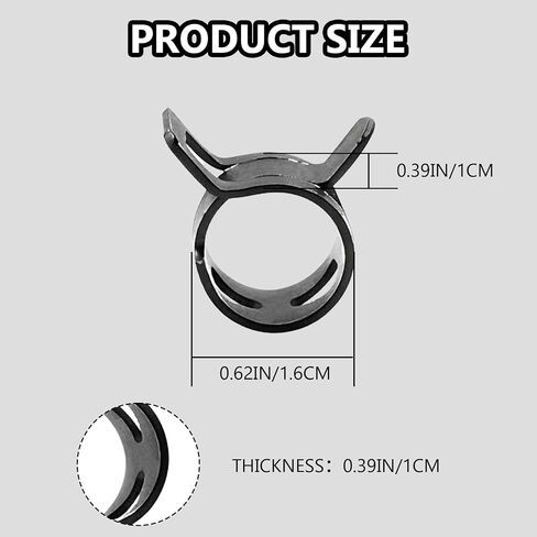 20PCS 1/4" ID 6mm Spring Band Hose Clamps Assortment Kit, Auto Fastener Assortment Kit, Hose Fuel Silicone Vacuum Sleeving Hose Clamp, Constant Tension Steel Clamps for Auto Fuel Lines (14MM) in Kuwait