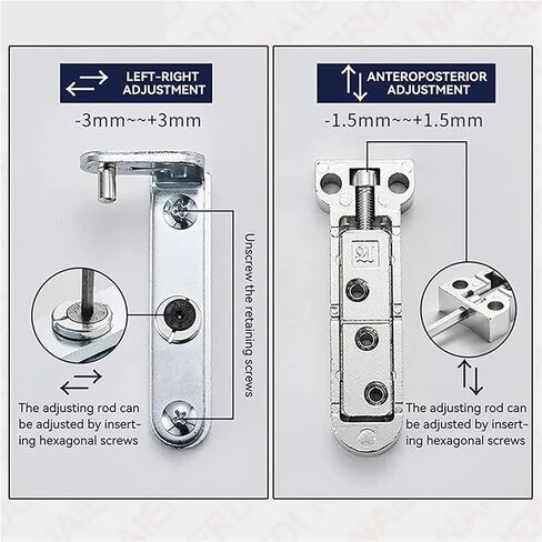 Invisible Door Hinges 3D Adjustable Swivel Zinc Alloy Hidden 2Pcs(Silver) in Kuwait
