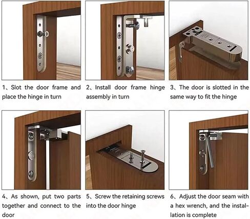 Invisible Door Hinges 3D Adjustable Swivel Zinc Alloy Hidden 2Pcs(Silver) in Kuwait