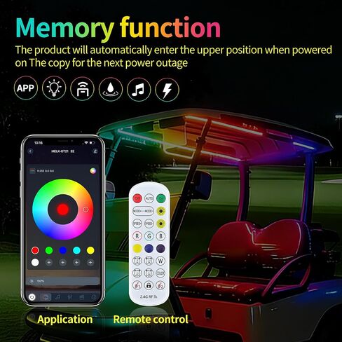 أضواء شريط LED لعربة الجولف تعمل بمنفذ USB، ضوء مظلة سقف Dreamcolor RGB مقاس 47.25 بوصة مع التطبيق وجهاز التحكم عن بعد، مقاومة للماء IP68، مزامنة الموسيقى، التوصيل والتشغيل، 72 مصباح LED لعربات الجولف EZGO Yamaha Club Car in Kuwait