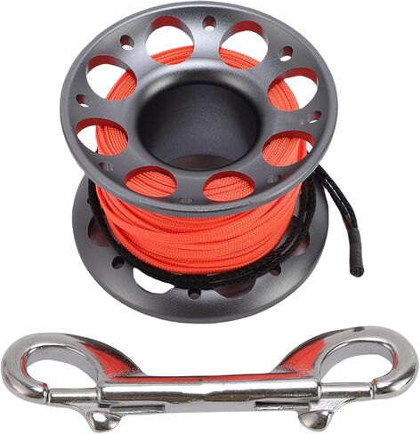 15m Scuba Diving Reel, Aviation Aluminum Line Reel with Double Hook, Lightweight and Durable - Safe Marker Release, Efficient Operation for Diving and Marine Use in Kuwait