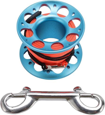 15m Scuba Diving Reel, Aviation Aluminum Line Reel with Double Hook, Lightweight and Durable - Safe Marker Release, Efficient Operation for Diving and Marine Use in Kuwait