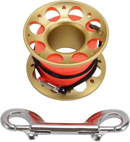 15m Scuba Diving Reel, Aviation Aluminum Line Reel with Double Hook, Lightweight and Durable - Safe Marker Release, Efficient Operation for Diving and Marine Use in Kuwait