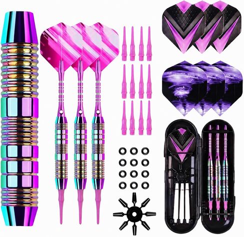 Soft Tip Darts Set - 3 Pack 2BA Darts Plastic Tip with Aluminum Shafts, 12 Tips, 9 Flights, 12 O Rings and Case for Electronic Dart Boards, Adults、Beginners & Pro Players in Kuwait