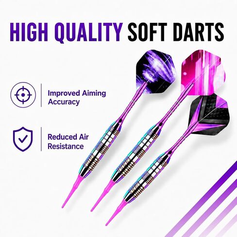 Soft Tip Darts Set - 3 Pack 2BA Darts Plastic Tip with Aluminum Shafts, 12 Tips, 9 Flights, 12 O Rings and Case for Electronic Dart Boards, Adults、Beginners & Pro Players in Kuwait