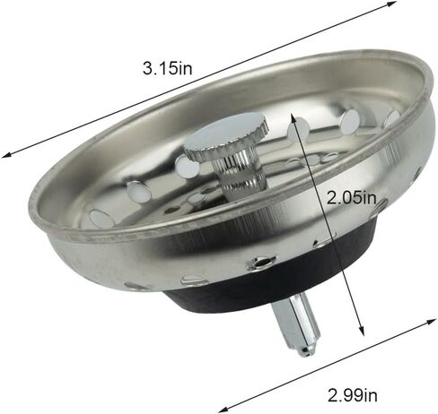 Stainless Steel Kitchen Sink Strainer and Stopper Basket, 2-Pack Drain Plug with Rubber Seal to Prevent Food Clogs, Silver in Kuwait