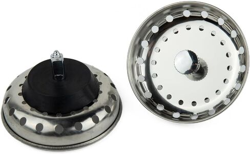 Stainless Steel Kitchen Sink Strainer and Stopper Basket, 2-Pack Drain Plug with Rubber Seal to Prevent Food Clogs, Silver in Kuwait