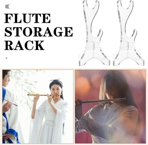 Acrylic 2-tier Flute Display Stand Vertical Flute Holder Rack Desktop Clarinet Display Organizer for Home Office in Kuwait