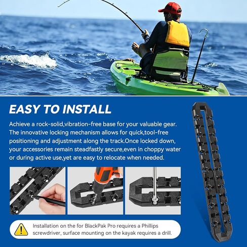 12"Track Mount for YakAttack MightyMount XL 10.5"Usable Kayak Rail Accessory-Universal Kayak and Canoe Rail Accessory Mount Fits for BlackPak Pro & Kayaks Track Systems,Fishing Rod Holders,Cameras,GPS in Kuwait