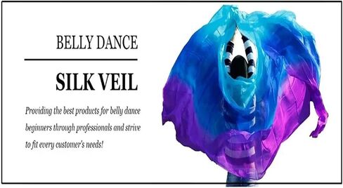 Women's Silk Belly Dance Scarf Real Silk Silk Veils Women Belly Dance Veils Hand Made Scarf Shawls for Girls For performance competitions(Black white,250-114cm) in Kuwait