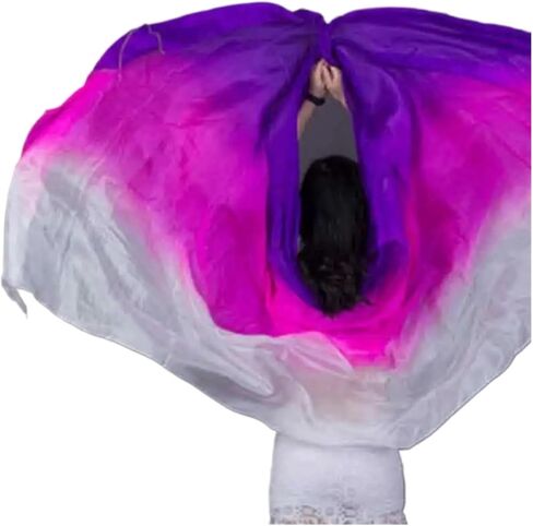 Women's Silk Belly Dance Scarf Women Real Silk Belly Dancing Silk Veils Hand Thrown Silk Scarf Shawl Gradient Dancing Accessories Belly Dance Veil For performance competitions(SK007,200x90cm) in Kuwait