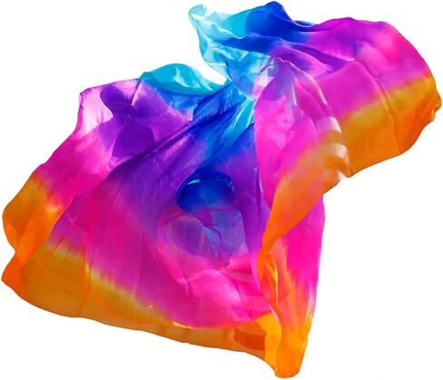 Women's Silk Belly Dance Scarf Silk Solid/Gradient Color Belly Dance Veil Adult Children Belly Dance Practice Performance Silk Scarf 250x114cm For performance competitions(Sk008,200X90CM) in Kuwait