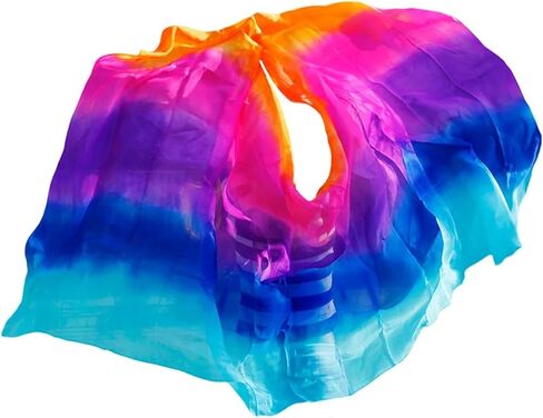Women's Silk Belly Dance Scarf Silk Solid/Gradient Color Belly Dance Veil Adult Children Belly Dance Practice Performance Silk Scarf 250x114cm For performance competitions(Sk008,200X90CM) in Kuwait