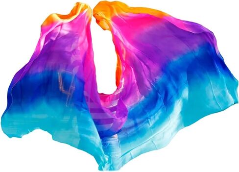 Women's Silk Belly Dance Scarf Silk Solid/Gradient Color Belly Dance Veil Adult Children Belly Dance Practice Performance Silk Scarf 250x114cm For performance competitions(Sk008,200X90CM) in Kuwait