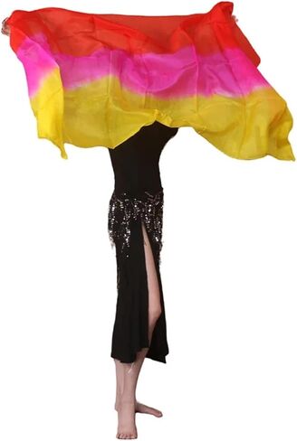 Women's Silk Belly Dance Scarf Silk Veil Belly Dance Scarf Gradient Silk Veil Shawls Women Hand Thrown Scarf Gradient 200cm 250cm 270cm Dance Performance For performance competitions(Style 3,250cmX11 in Kuwait