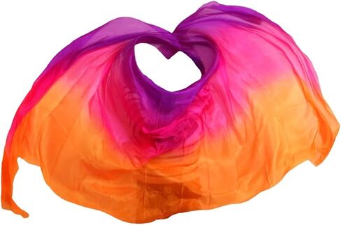 Women's Silk Belly Dance Scarf Real Silk Belly Dance Veil Shawl Women Scarf Costume Accessory Handmade Dyed Pure Silk Veil For performance competitions(Color 21-dz,M- 250X114cm) in Kuwait