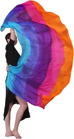 Women's Silk Belly Dance Scarf Silk Veil Belly Dance Scarf Gradient Silk Veil Shawls Women Hand Thrown Scarf Gradient 200cm 250cm 270cm Dance Performance For performance competitions(Style 2,270cmX11 in Kuwait
