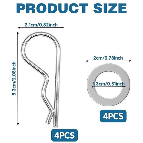 8Pcs GX26085 Spring Locking Pin Parts, Cotter Hitch Pins Clip Mower Replacement Clevis Pins Kit for Riding Lawn Tractor, Compatible with John Deere 100 Series D105 D110 L110 LA105 LA115, with Washer in Kuwait