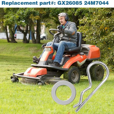 8Pcs GX26085 Spring Locking Pin Parts, Cotter Hitch Pins Clip Mower Replacement Clevis Pins Kit for Riding Lawn Tractor, Compatible with John Deere 100 Series D105 D110 L110 LA105 LA115, with Washer in Kuwait