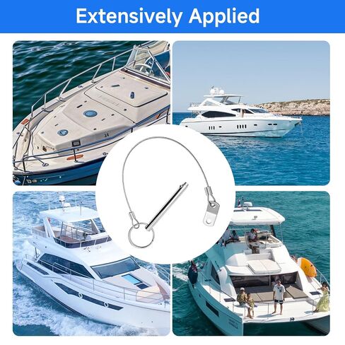 2 Pack Quick Release Pin, 1/4"(6.3mm) Diameter, Overall Length 3""(76mm), Usable Length 2.4""(61mm), 316 Stainless Steel Bimini Top Pin with 2 Retaining Cords, Hardware Pins for Boat Trailer in Kuwait