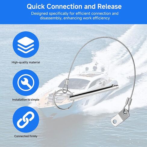 2 Pack Quick Release Pin, 1/4"(6.3mm) Diameter, Overall Length 3""(76mm), Usable Length 2.4""(61mm), 316 Stainless Steel Bimini Top Pin with 2 Retaining Cords, Hardware Pins for Boat Trailer in Kuwait
