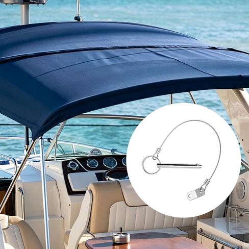 2 Pack Quick Release Pin, 1/4"(6.3mm) Diameter, Overall Length 3""(76mm), Usable Length 2.4""(61mm), 316 Stainless Steel Bimini Top Pin with 2 Retaining Cords, Hardware Pins for Boat Trailer in Kuwait