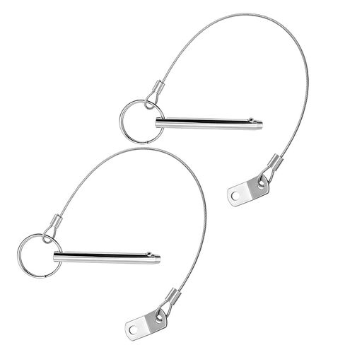 2 Pack Quick Release Pin, 1/4"(6.3mm) Diameter, Overall Length 3""(76mm), Usable Length 2.4""(61mm), 316 Stainless Steel Bimini Top Pin with 2 Retaining Cords, Hardware Pins for Boat Trailer in Kuwait