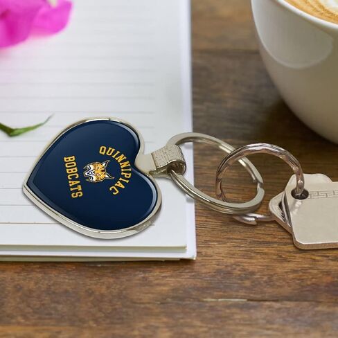 Quinnipiac University Bobcats Logo Keychain Heart Love Metal Key Chain Ring in Kuwait