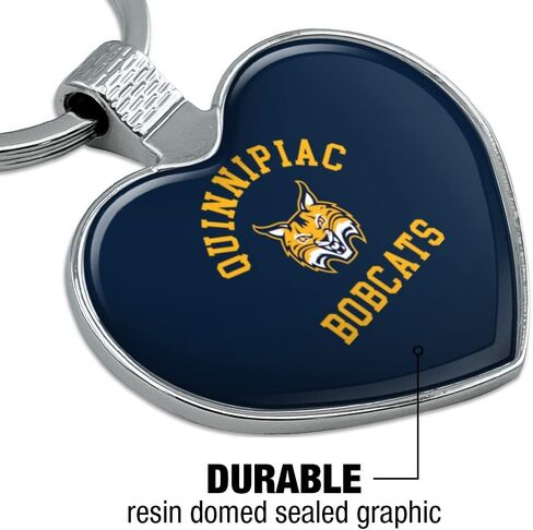 Quinnipiac University Bobcats Logo Keychain Heart Love Metal Key Chain Ring in Kuwait