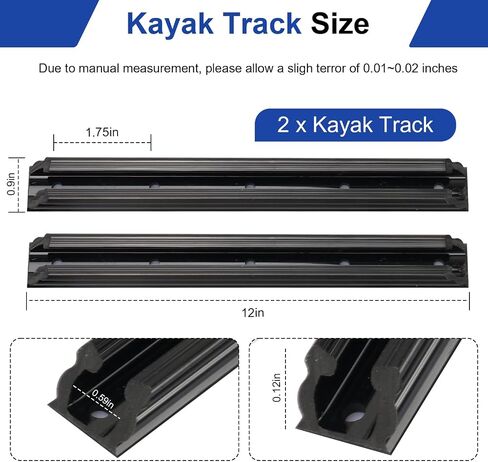8" x 0.9" GTSL90 Kayak Track Mount, Kayak Rail Track, Kayak Gear Track Fits 1/2" Fishing Rod Holder, Cup Holder, Paddle Holders, Anchor Cleats (5 Holes, 2 Pack) in Kuwait