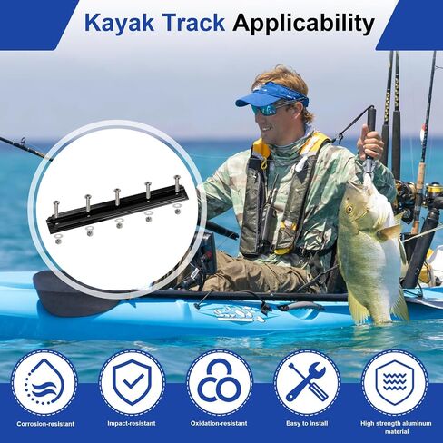 8" x 0.9" GTSL90 Kayak Track Mount, Kayak Rail Track, Kayak Gear Track Fits 1/2" Fishing Rod Holder, Cup Holder, Paddle Holders, Anchor Cleats (5 Holes, 2 Pack) in Kuwait
